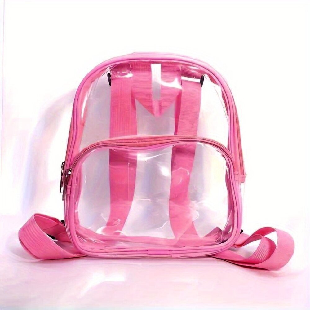 Clear Stadium Backpack Pink Trim Waterproof PVC Concert Game Travel Bag